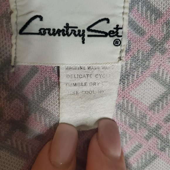 Vintage 70s Pink and Grey Plaid Poly Blazer by Country Set Sz Small - Picture 9 of 15